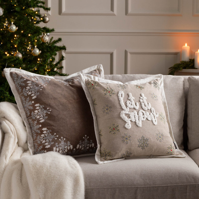 Winter Let It Snow Grey Square Cushion