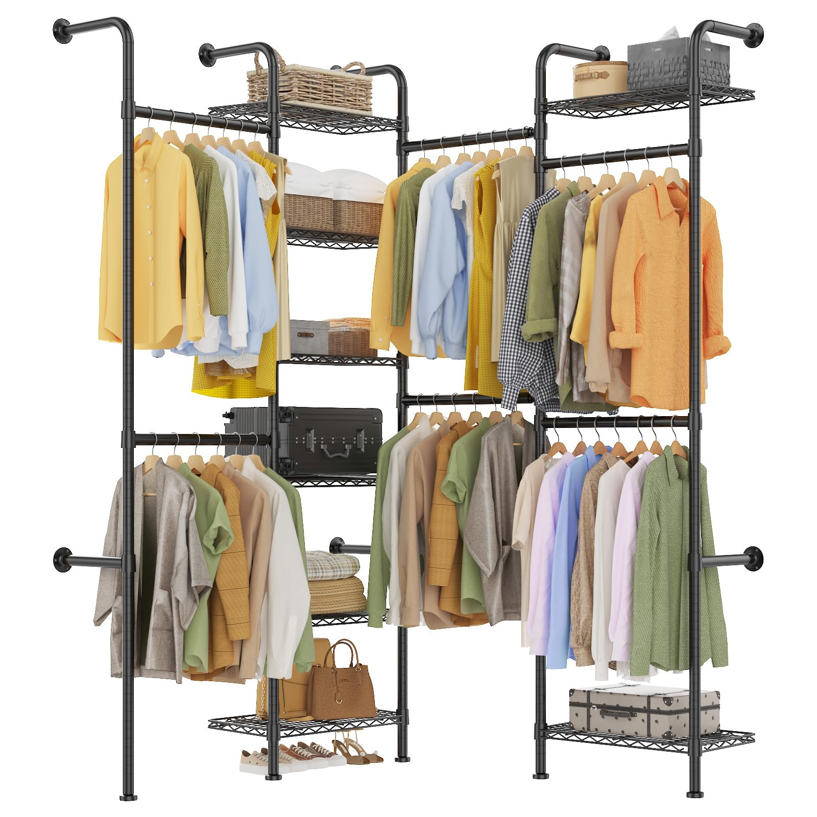 Williston Forge 4-Tier Wall Mounted Clothing Rack, Expandable 23.6