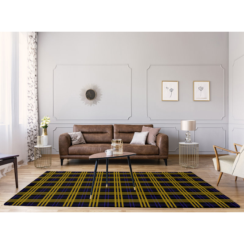 Tapis noir à carreaux, Rectangle 9 pi x 12 pi