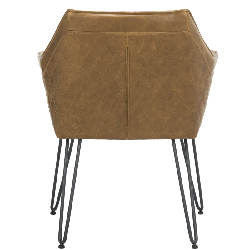 Light Brown Faux Leather Upholstered Armchair with Metal Legs