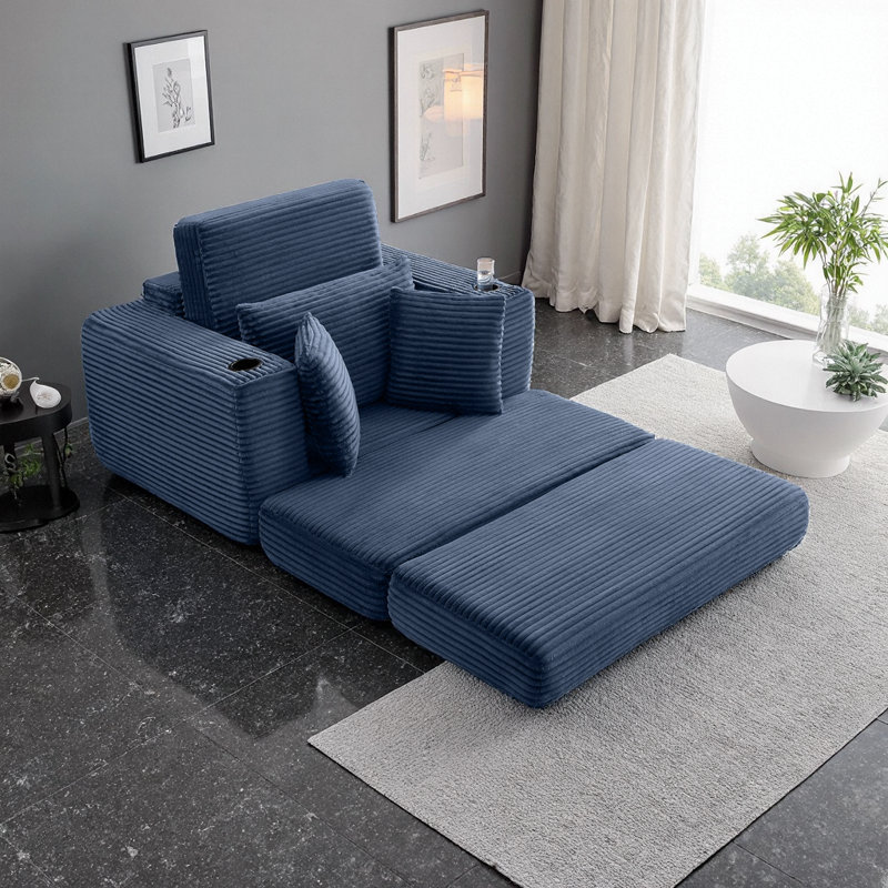 Canapé-lit Cloud-Like Dream: chaise longue surdimensionnée désossée - canapé-lit convertible 3-en-1 pour une détente confortable et un confort peu encombrant