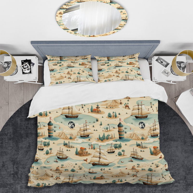 Literie Pirate Treasure Hunt I, Housse de couette simple + 1 taie décorative stan