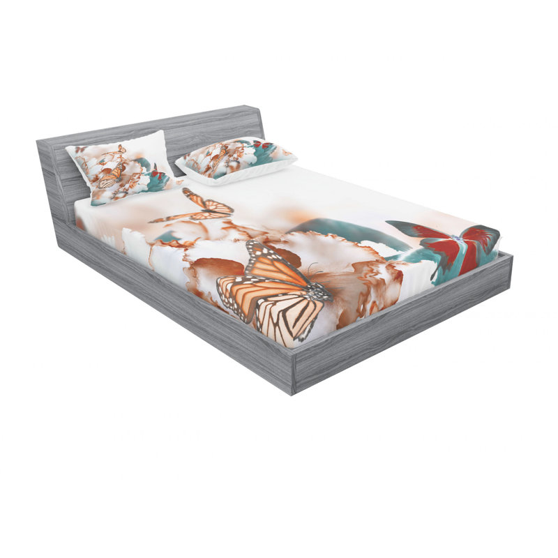 Ensemble de draps à papillons, Ensemble de draps pour lit double avec un drap-hou