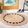 Combs Natural Fiber Hand Woven Jute/Leather Geometric Rug in Black/Beige