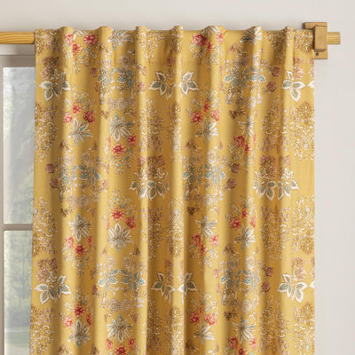 Maison d' Hermine Curtains for Living Room 100% Cotton 96 inch Length One Panel Light Filtering Curtains for Windows with Rod and Loop Pockets Valentines Day Gifts (Marquise - Yellow, 50"W x 96"L)