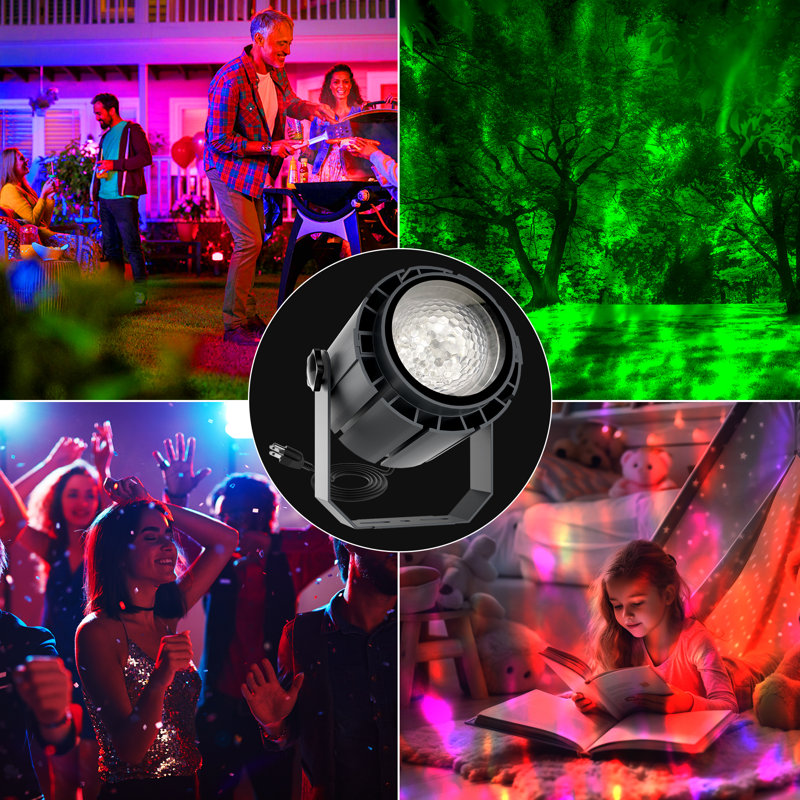 Water Wave Projector with APP & RF Control, IP65 Waterproof Smart Outdoor Lights, 1-100% Dimmable Colour Changing, Music Sync & Flame Effect for Pool Party, Ocean Ripple Landscape Lighting