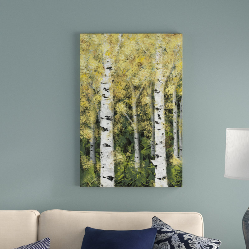 «Birch Treeline I» par Jade Reynolds, reproduction d'art sur toile, H 36 po x l 24 po, Toile tendue
