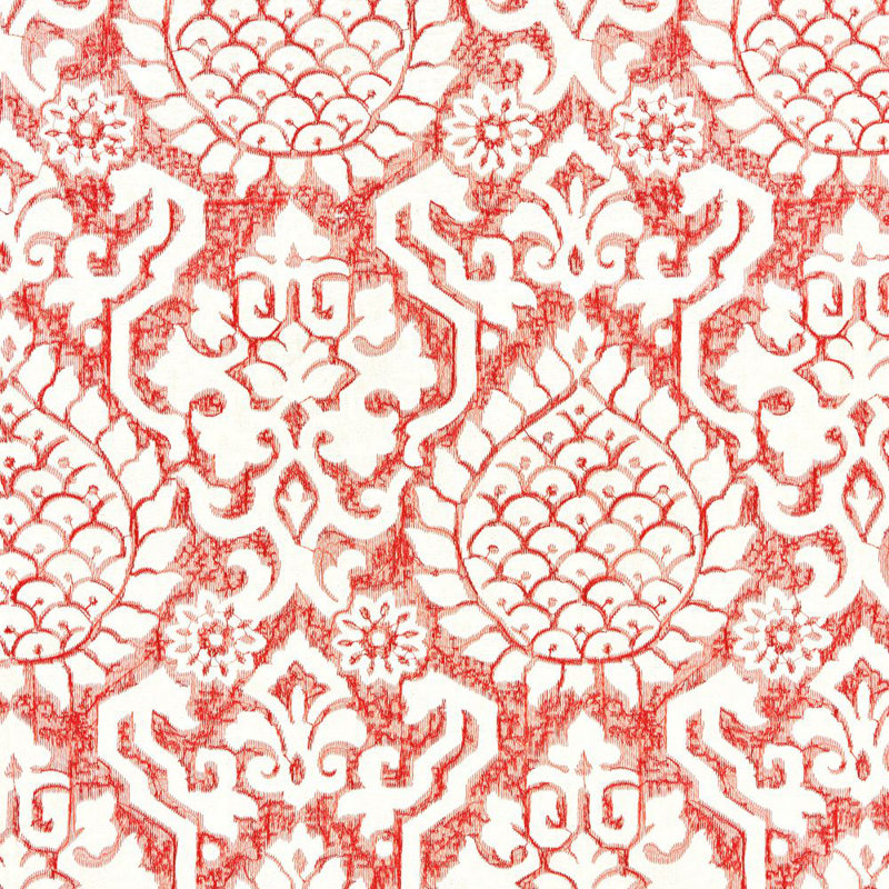 Tissu brodé surat Chinois Chic, Corail