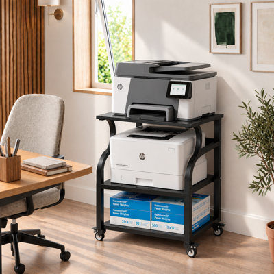 23.6 x 19.7 x 29.5 inches Large Printer Stand Printer Desk with Adjustable Storage Shelf on Wheels