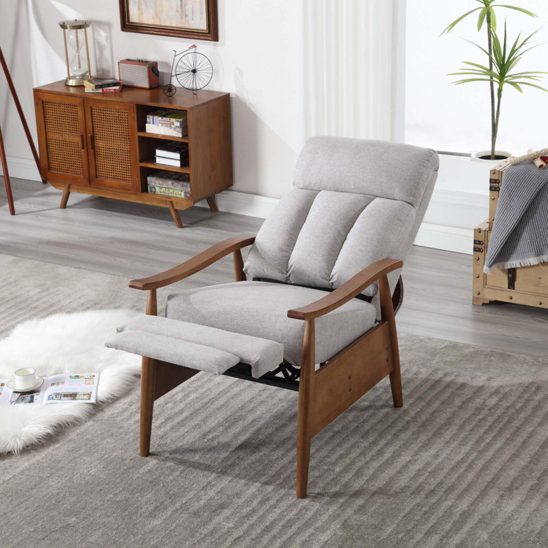 Fauteuil inclinable rembourré bamber, Lin gris pâle
