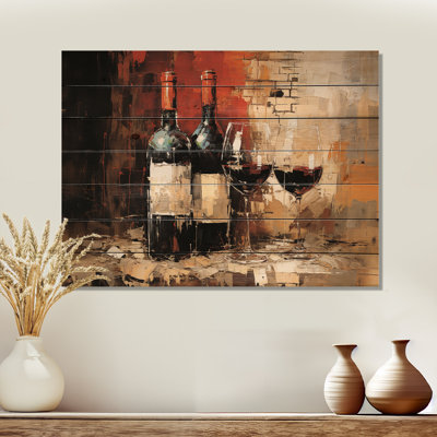 Midnight Blue Sommeliers Red Wine  - Wine On Wood Print