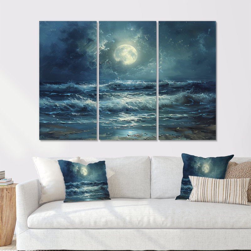 Ensemble de décorations murales vagues blanches et bleues, H 28 po x l 36 po x P 1 po