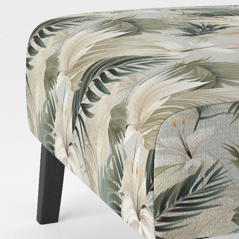 Fauteuil de chambre rembourré C, Motif tropical bord de mer abstrait