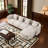 Mid Century Modular Sectional Sofa with Ottoman, Beige Velvet Upholstered,  Arrangeable Living Room Set includes Toss Pillow