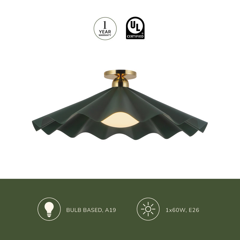 Furrow 25-in Red Semi-Flush Mount, 25-in, Green