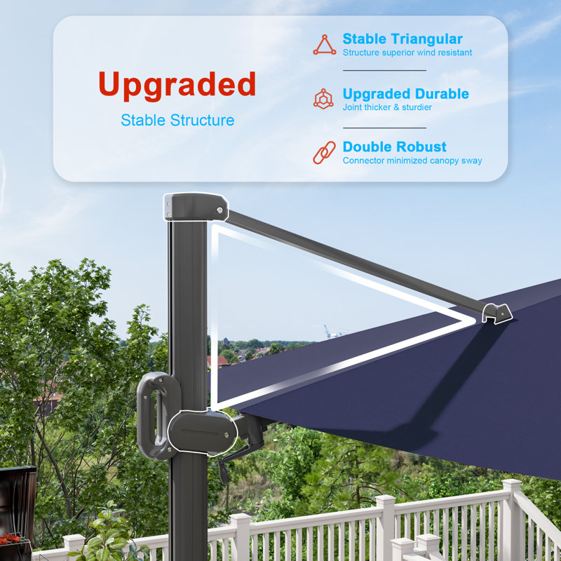 Parasol solaire 11 pi DEL - Ombre et lueur pour la joie extérieure, Bleu Nary
