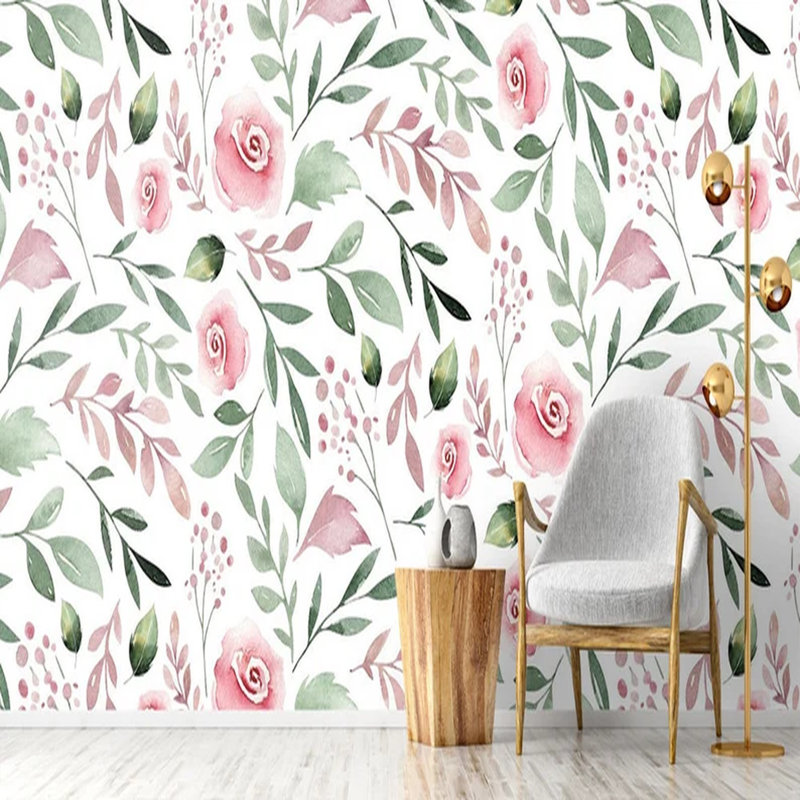 Blossom Breeze - Aquarelle jardin romantique, L 192 po x l 108 po