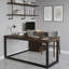 Bureau d'angle moderne et simple en bois massif en forme de L-37809881-37809880