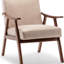 Chaise de couleur chameau pour structure principale en bois massif avec revêtement en tissu doux et attrait moderne-579982483