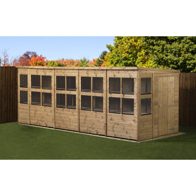 18 ft. W x 6 ft. D Solid wood Tongue & Groove Pent Garden Shed
