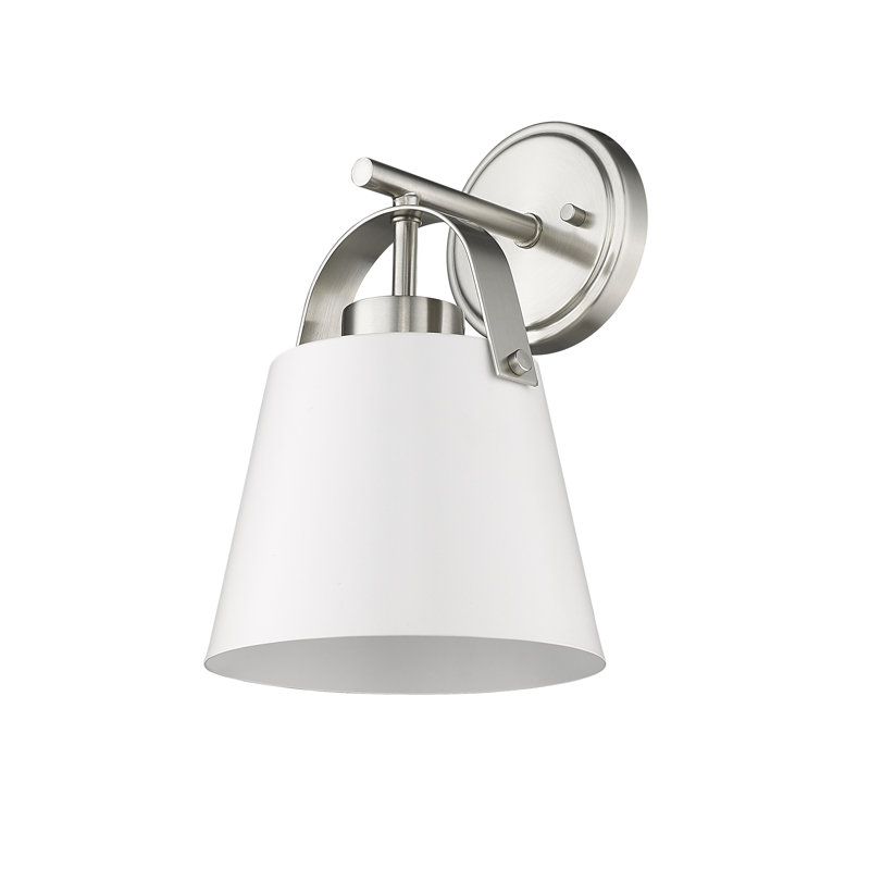 Elizabella Armed Sconce, Brushed Nickel, Matte White