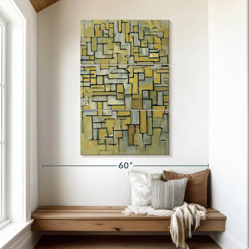 Composition Avery en brun et gris, H 50 po x l 32 po