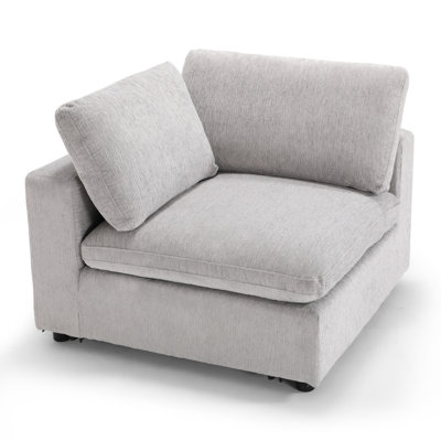 38.6'' Wide Fabric Soft-Upholstered Cushion Back Armless Chair