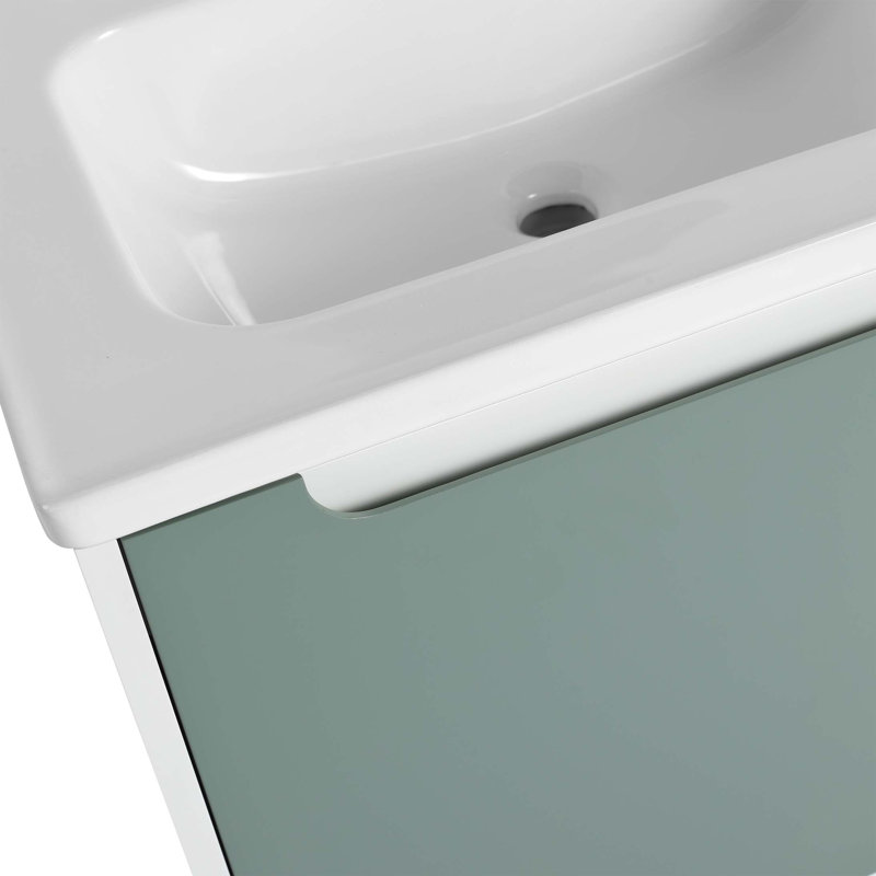 36 '' Wall-Mounted Bathroom Vanity with Ceramic Sink, Bathroom Vanity with Door