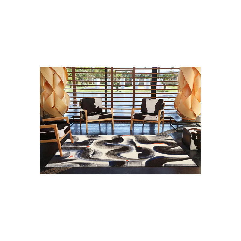 Tapis crème moderne brossé lavable à la machine, Sous-tapis carré 3 pi 3 po inclus