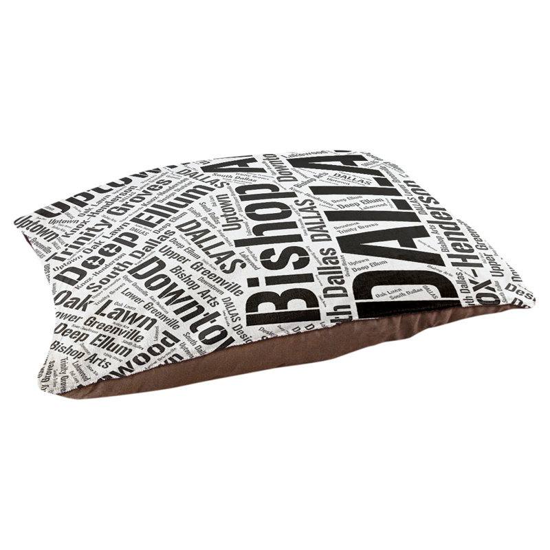 Coussin de chien « districts », Très grand (H 17 po x l 50 po x P 40 po), Noir, Dallas