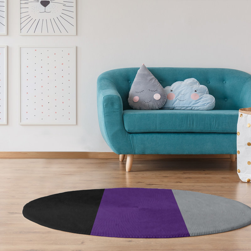 Tapis mauve/noir, Rond 5 pi
