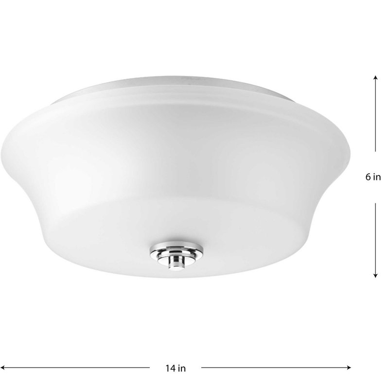 Plafonnier encastré simple 2 lumières 14 po Tashina, Chrome poli