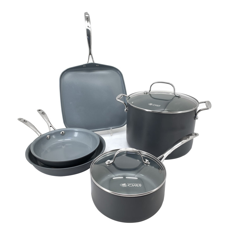 COMMERCIAL CHEF 7-Piece Gray Hard Anodized Aluminum Cookware Set