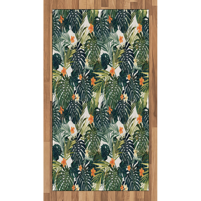 Tapis décoratif floral à haute densité en fibres de polyester, Rectangle 2 pi 7 po x 5 pi