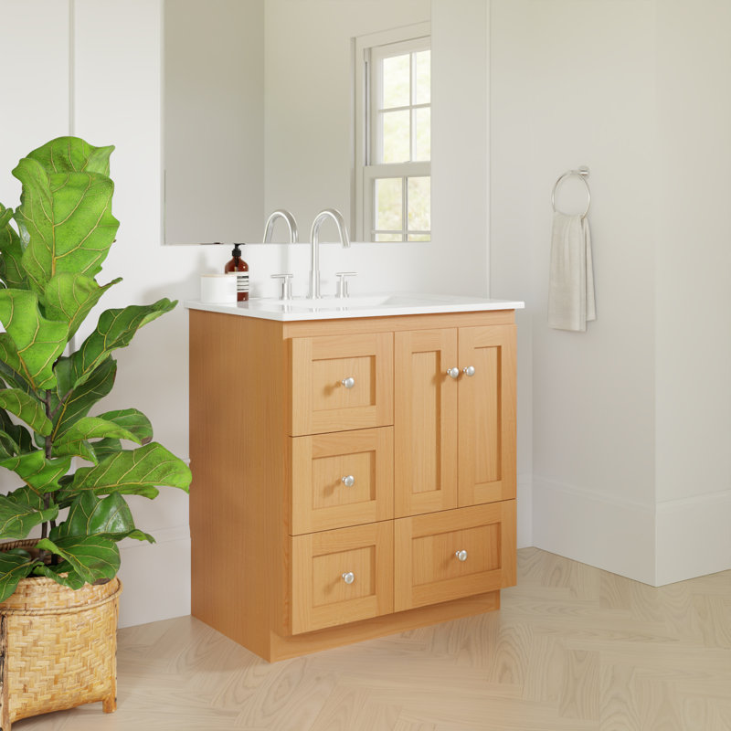Meuble-lavabo l 31 po x P 22 po x H 35 po Shaker, Aulne naturel