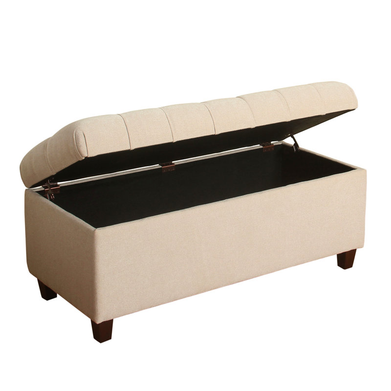 Allessandra Upholstered Storage Bench, Textured Cream