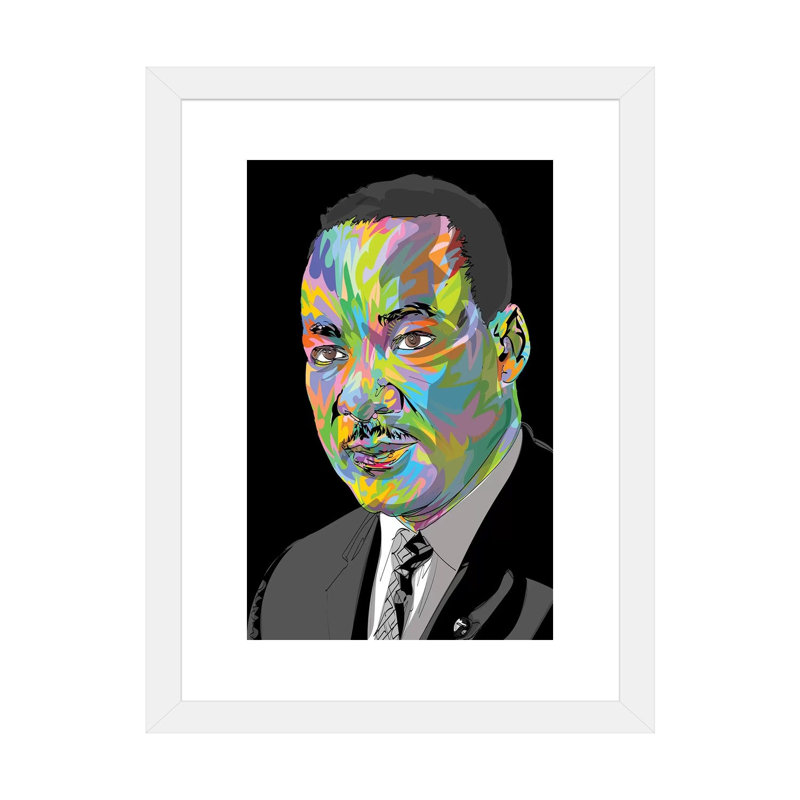 "MLK 2020" par Technodrome1 - impression d'art graphique, Papier encadré blanc, Blanc, H 32 po x l 24 po x P 1 po