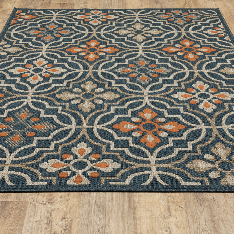 Izola Oriental Indoor/Outdoor Area Rug, Rectangle 6'7" x 9'2"