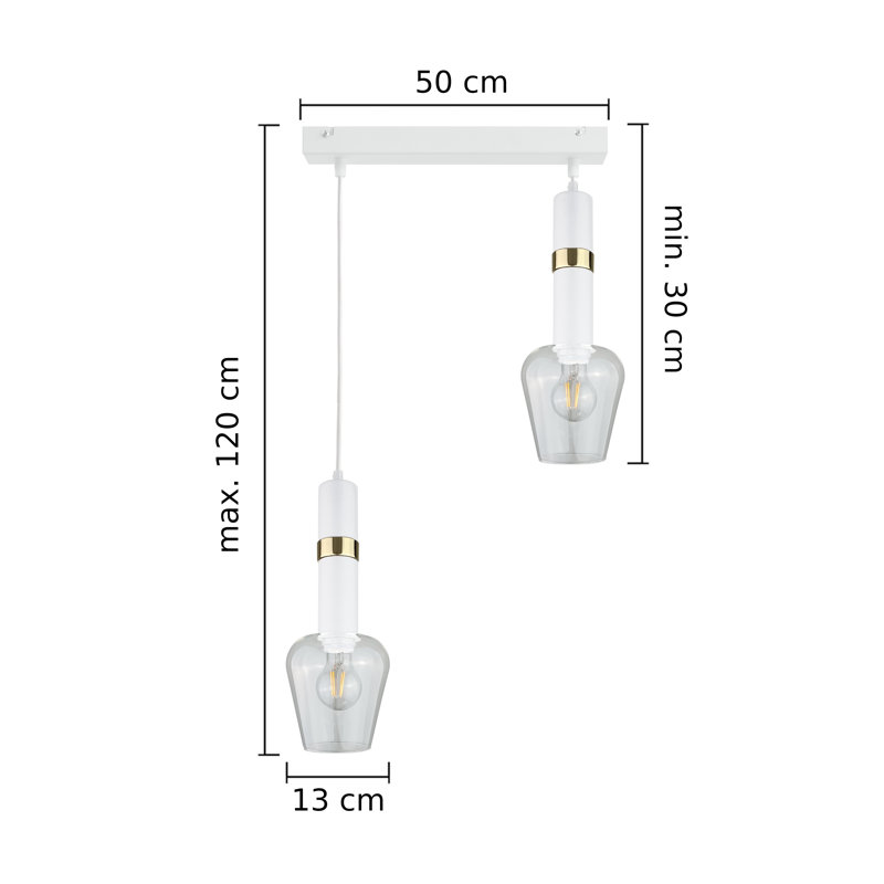 Damia 2 - Light Kitchen Island Pendant, White/Gold