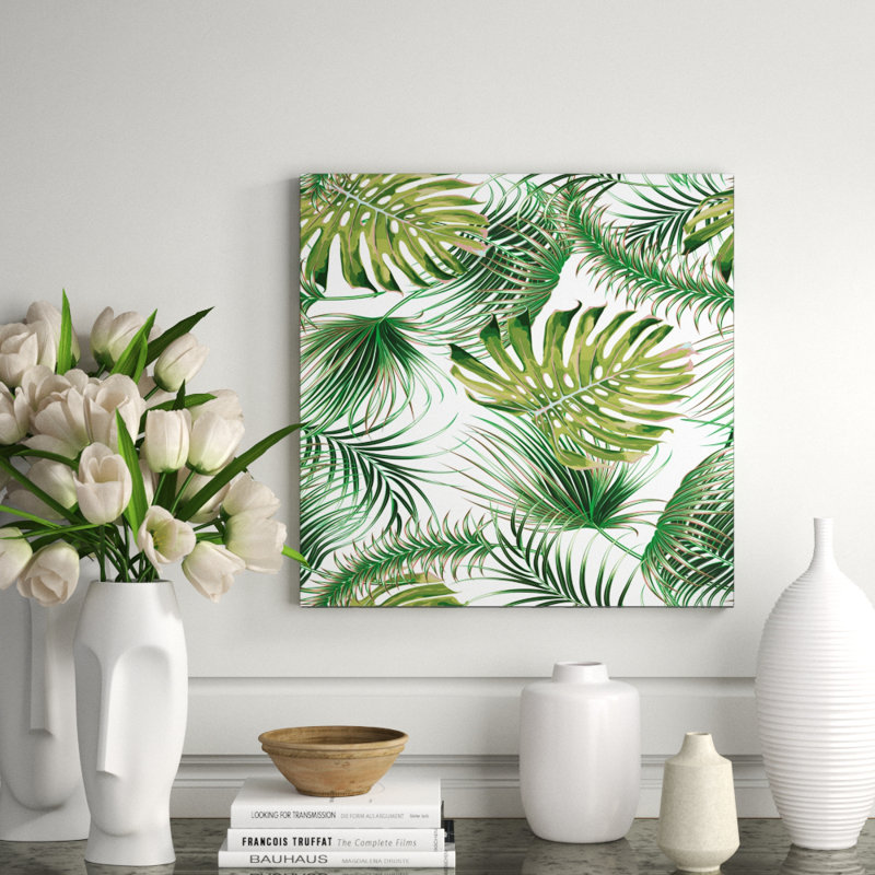 Plam Beachy Print, Square 24" H x 24" W x 1.5" D