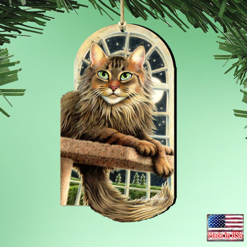 Ornement suspendu en bois pour chat stargazer