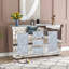 2-Piece Mirrored Set, 145cm 3-Drawer Mirrored Glass Sideboard + 92cm Mirrored Glass Floor Vase