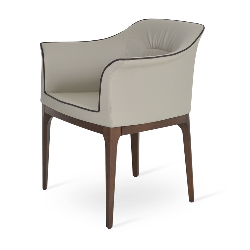 Fauteuil l 27 po London, Similicuir gris clair