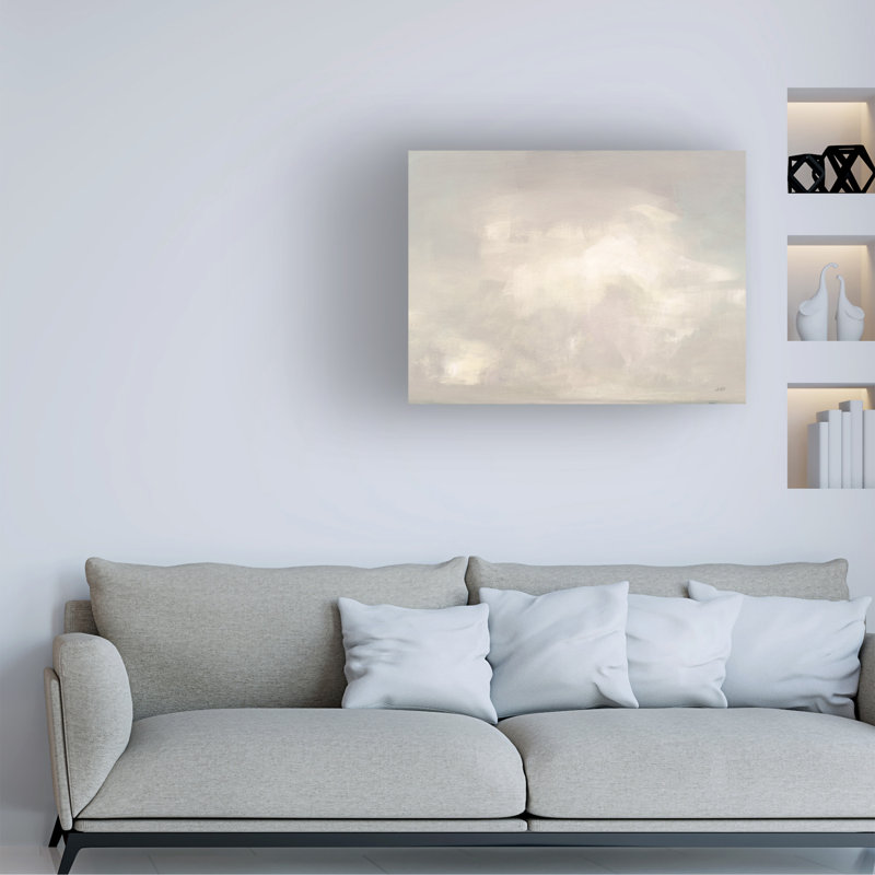 Neutral Abstract Clouds Canvas Art in White and Beige