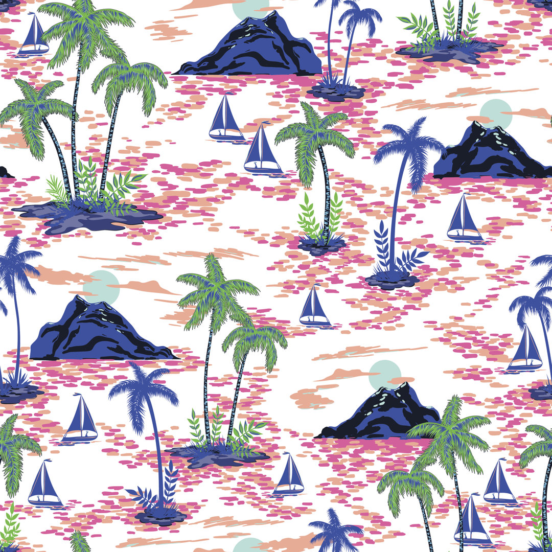 Leinwandbild Hawaii Pattern with Mountains von Katyagrib