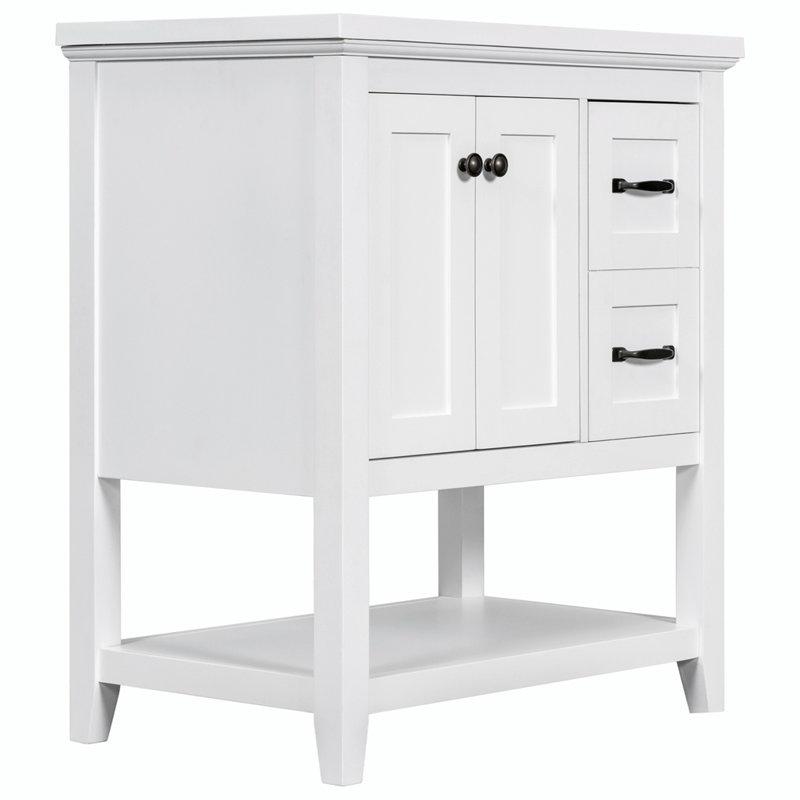 Meuble-lavabo simple 30 po avec plateau en céramique Crispen