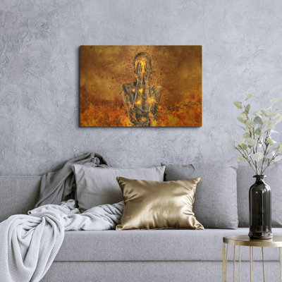  «À travers les cendres» par Mario Sanchez Nevado, art mural en métal doré, 36 po x 24 po