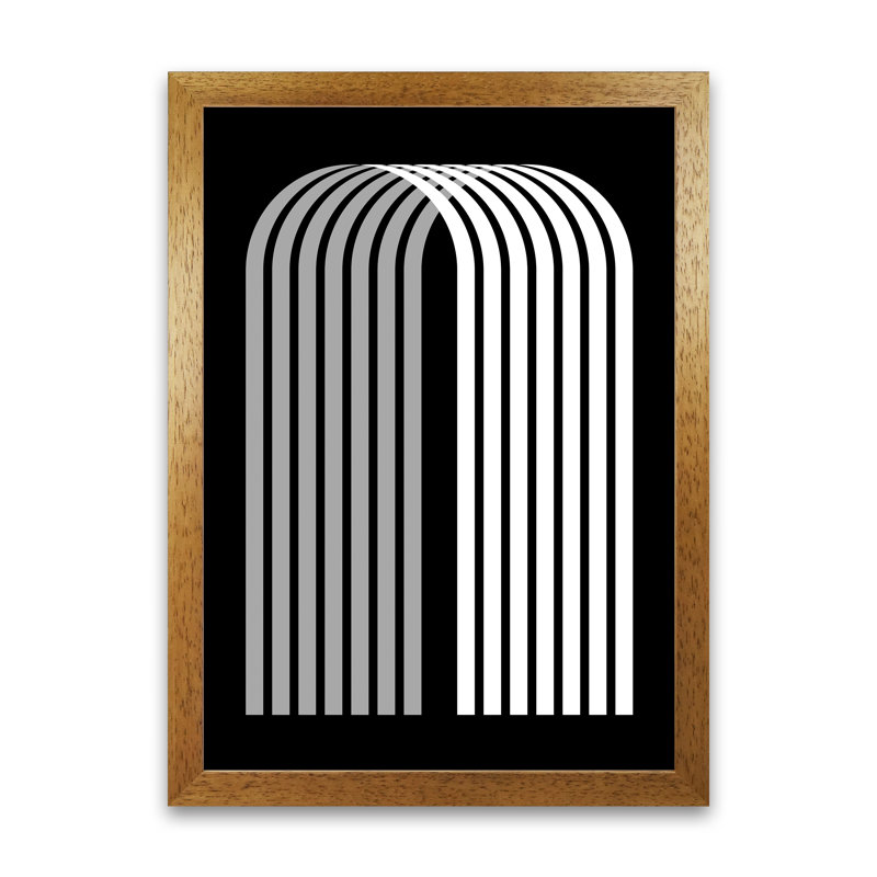 Modern Black And White Geometric Original - Print, 42cm H x 30cm W x 3cm D, Oak Frame