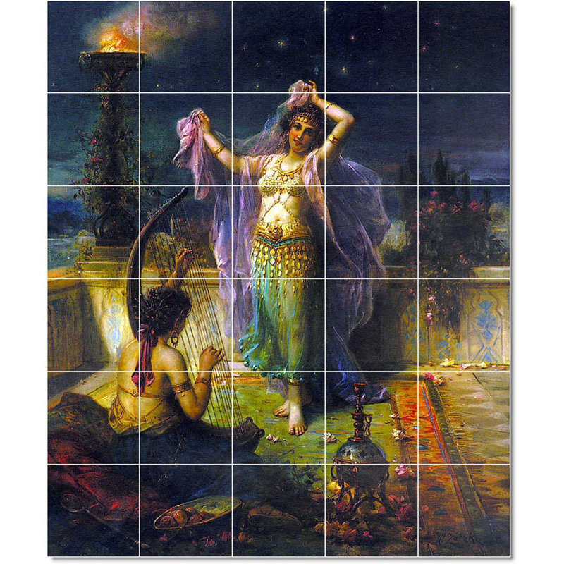 Carreau de céramique décorative 40 po x 48 po 8 po x 8 po, Peinture murale Hans Zatzka Mythology W23265