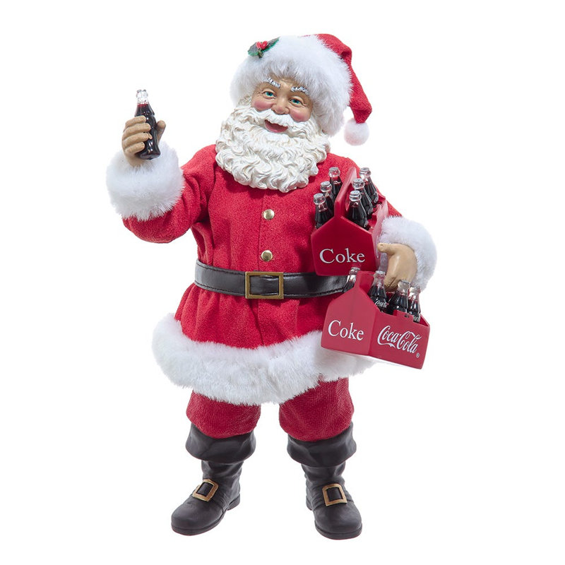  Figurine de Noël Fabustré, père Noël tenant deux paquets de Coca-Cola, 10,5 po